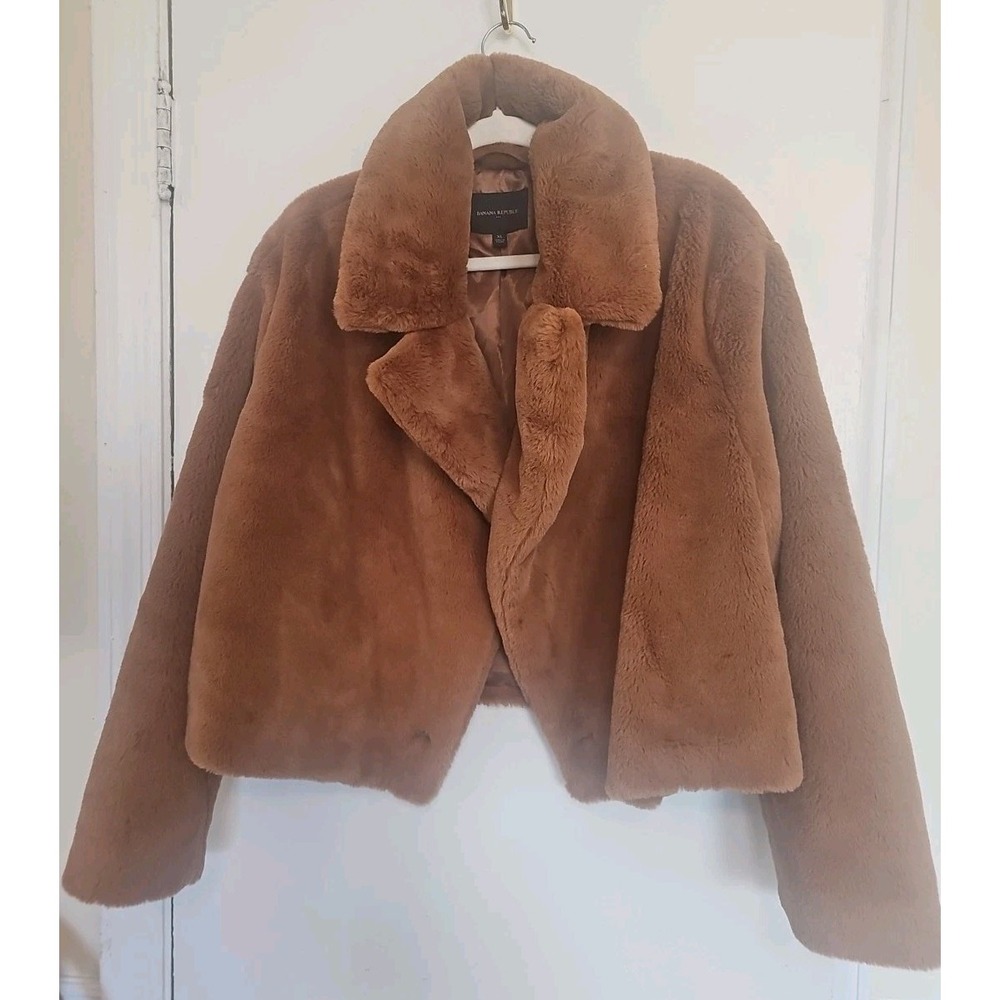 Banana Republic Jacket Women Xlarge Faux Fur Retro Lined Heavy Party Coat